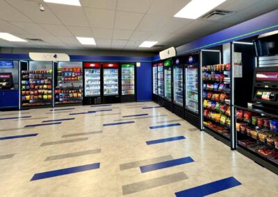 Deluxe micro market fixture installed at Ace corporate office with branded vending display