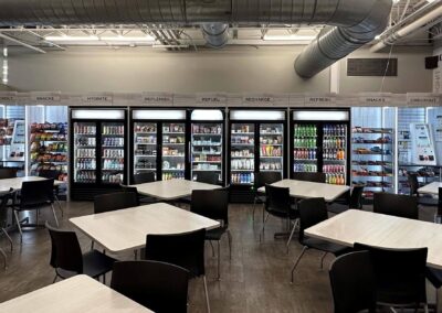 Deluxe vending setup at Mahaska with snack zones and branded cooler units