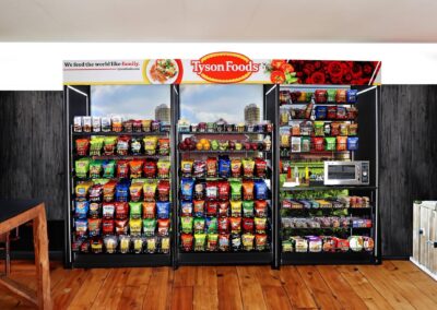 Deluxe vending setup for Tyson featuring product displays and branded wraps