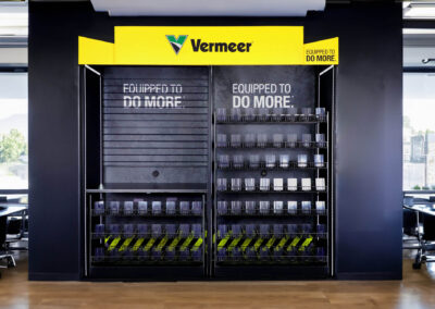 Deluxe micro market installation at Vermeer with branded product layout and signage