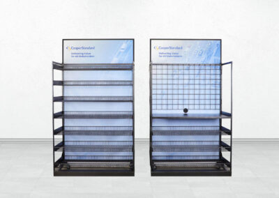 Lock N Load display fixture at Cooper Standard with full retail racking and graphics