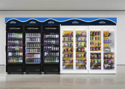 Premier micro market fixture installed at Walmart with full retail merchandising layout