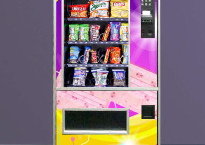 Vending machine setup with vibrant graphics for Binky school or youth facility