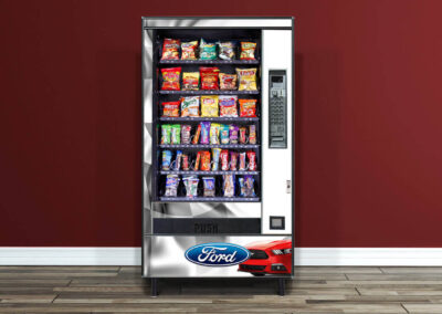 Ford-branded vending machines with full-size beverage and snack merchandising