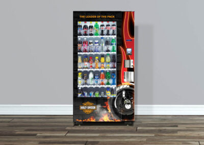 Custom vending machine with Harley-Davidson branding
