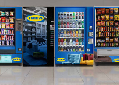 Vending machines with IKEA branding installed in corporate breakroom